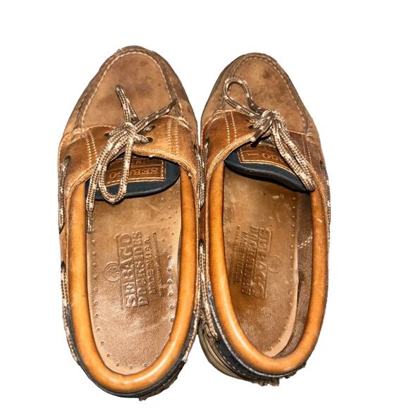 Sebago‎ Docksides 2 tone Brown Leather Slip-On Boat Shoes Womens Size 5.5 - Picture 6 of 7